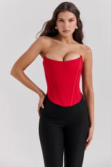 Genevieve Scarlet Satin Lace Back Corset
