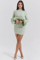 Camilla Pistachio Ruffle Cuff Mini Dress - SALE