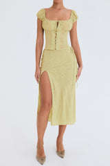 Mistress Rocks Pear Embroidered High Split Skirt - SALE