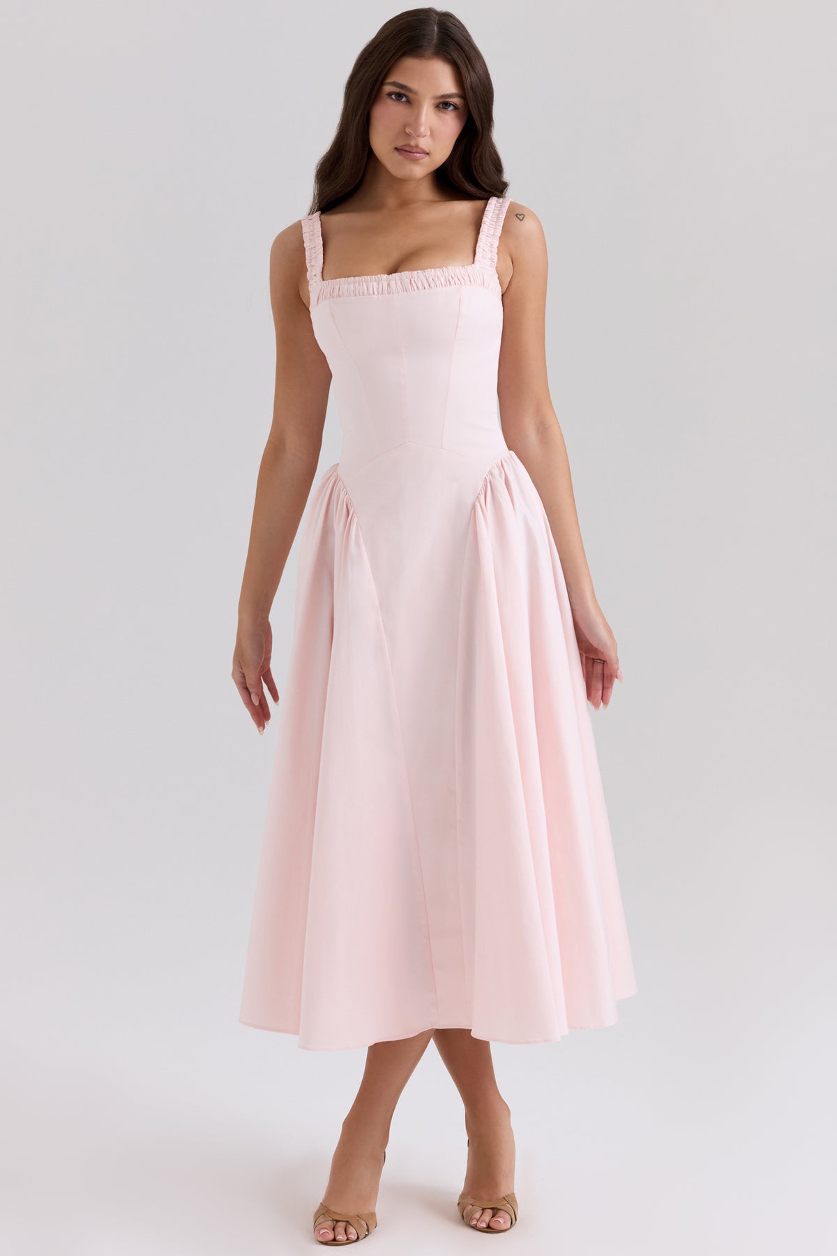 Dorothy Rose Pink Stretch Cotton Midi Sundress