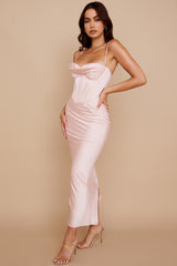 Charmaine Blush Pink Corset Maxi Dress