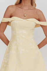 Mikado Off-Shoulder Foldover Mini Dress Jacquard Butter