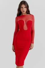 Darcy Scarlet Plunge Midi Dress