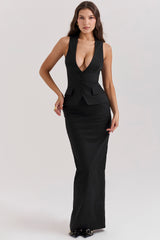 Hart Black Twill Maxi Skirt