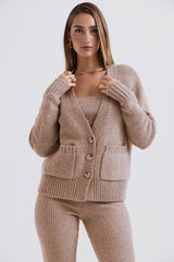 Alara Barley Chunky Natural Wool Cardigan - SALE