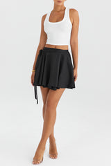 Mistress Rocks Black Wrap Front Mini Skirt - SALE
