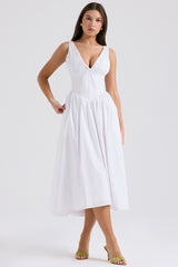 Emmelina White Cotton Corset Sundress