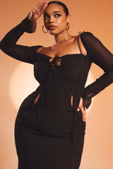 Ophelia Black Cutout Midi Dress