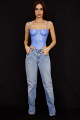 Melissa Cornflower Blue Vegan Leather Corset