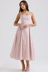Dorothy White Rosebud Print Cotton Midi Sundress