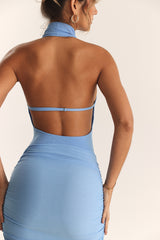 Anura Soft Blue Knit Halter Dress