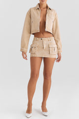 Mistress Rocks Camel Denim Cargo Skirt - SALE