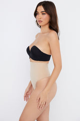 Sculpting High Waist Thong Almond