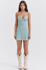 Christiana Light Jade Mini Dress