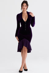 Dahna Dark Purple Velvet Corset Dress