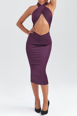 Mistress Rocks Aubergine Peekaboo Midi Dress - SALE