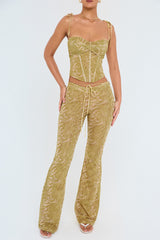 Mistress Rocks Olive Print Trousers - SALE