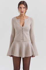 Aster Biscuit Wool Cashmere Long Sleeve Cardigan