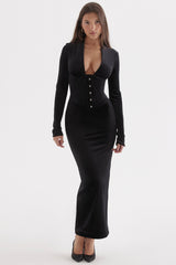 Arabella Black Velvet Corset Dress