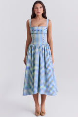 Vivien Regatta Blue Gingham Midi Sundress