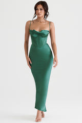 Charmaine Forest Corset Maxi Dress