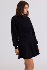Rosina Black Wool & Cashmere Mini Skirt