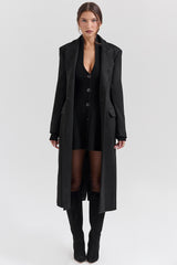 Remi Black Single Breasted Long Coat