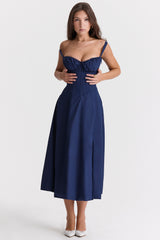 Carmen French Navy Bustier Sundress