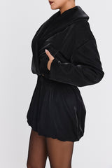 Mistress Rocks Black Vegan leather Puff Ball Skirt - SALE