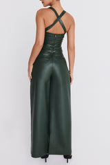 Mistress Rocks Evergreen Vegan Leather Darted Trousers - SALE
