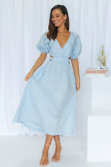 Not A Second Midi Dress Blue