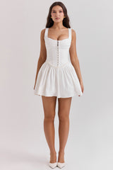 Cupid White Pleated Mini Dress