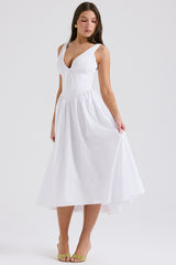 Emmelina White Cotton Corset Sundress
