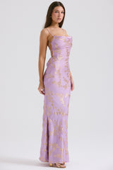 Capriana  Orchid Jacquard Satin Gown