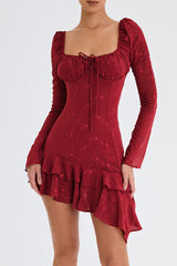 Mistress Rocks Merlot Embroidered Mini Dress - SALE