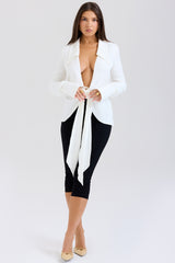 Hope White Draped Tie Front Shirt
