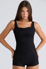 The Drape Neck Black Corset Top