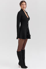 Aubrey Black Wool Knitted Cardigan Dress