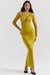 Zahra Chartreuse Plunge Maxi Dress