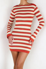 Mistress Rocks Striped Knit Open Back Mini Dress - SALE