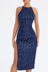 Mistress Rocks Marine Blue Beaded Midi Dress - SALE