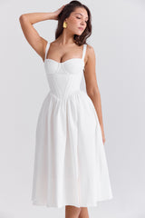 Kelly White Corset Midi Sundress