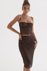 Yolanda Black Lace Midi Skirt