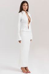 Eden White Cotton Twill Maxi Skirt