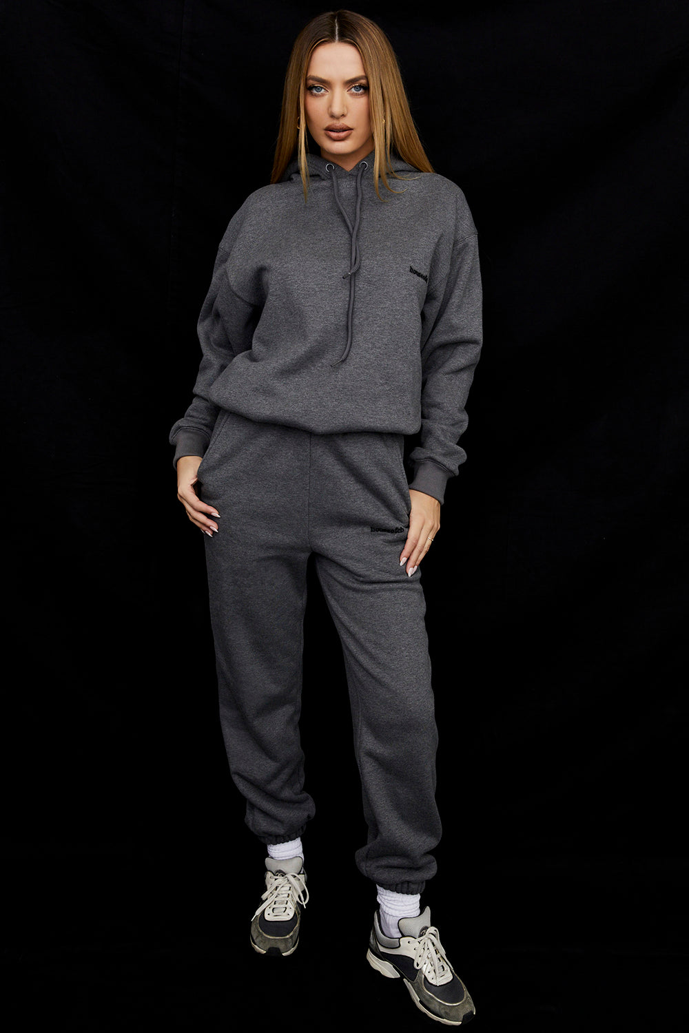 Sky Dark Grey Fleece Back Jogging Trousers