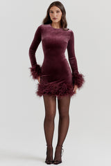 Lavinia Mulberry Velvet Mini Dress