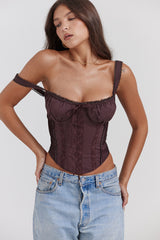 Gini Rich Brown Lace Back Corset