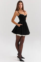 Minimoiselle Black Velvet Tulle Mini Dress
