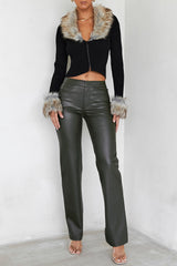 Mistress Rocks Olive Vegan Leather Trousers - SALE
