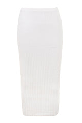 SkylineMistress Rocks  White Ribbed Bandage Midi Skirt - SALE